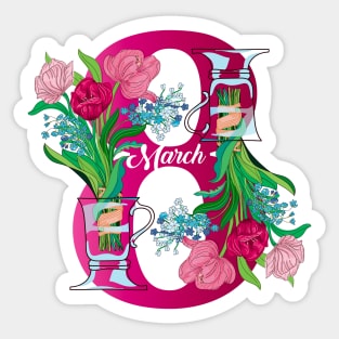 Spring Flowers Bouquet for March 8 - Happy International women's day! Sticker